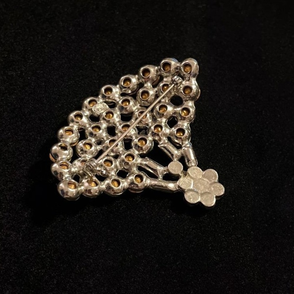 Fan Shaped Vintage Rhinestone Brooch‎ - Picture 3 of 3